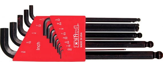 Set de chei locas hexagonal lungi cu cap sferic, varianta Stubby in suport de plastic .050" - 3/8" / 13 piese