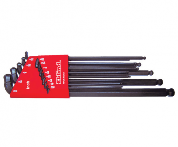 Set de chei locas hexagonal lungi cu doua capete sferice in suport de plastic, dimensiune 050" - 3/8"/13 piese