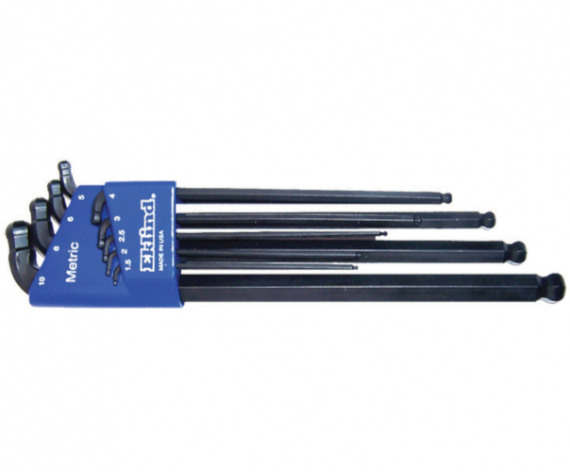 Set de chei locas hexagonal lungi cu doua capete sferice in suport de plastic, dimensiune 1.5-10.0/ 9 piese