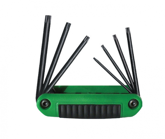Set de chei locaș hexagonal, cu profil TX cu maner tip briceag