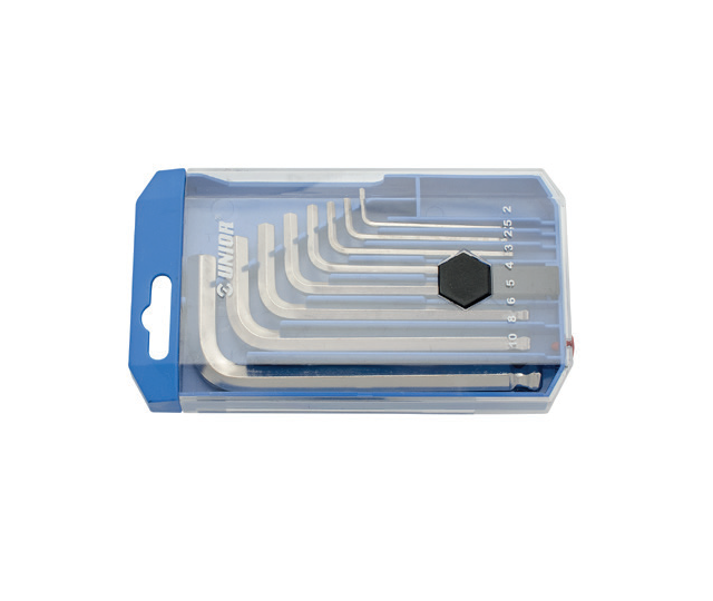 Set de chei locas hexagonal cu cap sferic in cutie de plastic