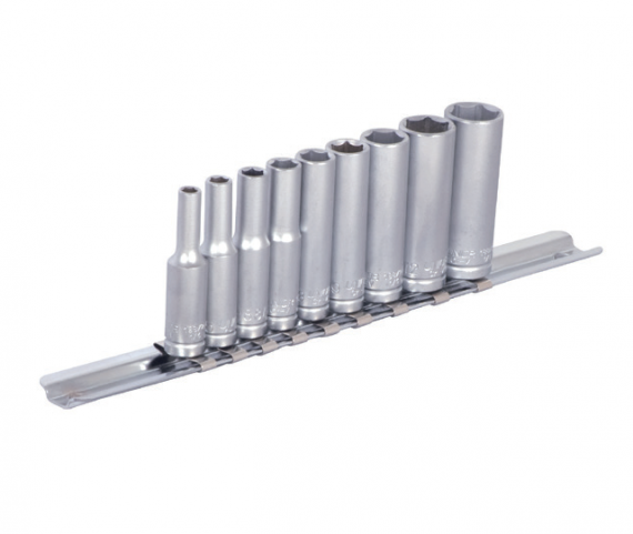 Set de capete chei tubulare varianta lunga 1/4", pe sina /9 piese