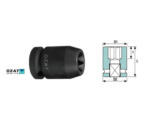 Cap cheie tubulara impact 1/2", profil TORX interior, dimensiune E11