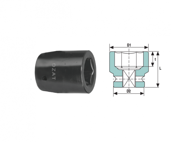 Cap cheie tubulara impact cu perete gros 1/2", 6 laturi, dimensiune 17 mm