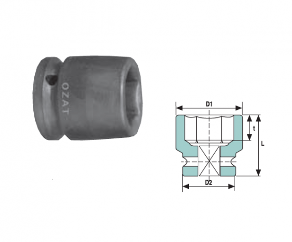 Cap cheie tubulara impact 1/2" 6 laturi, scurta 1 7/16"