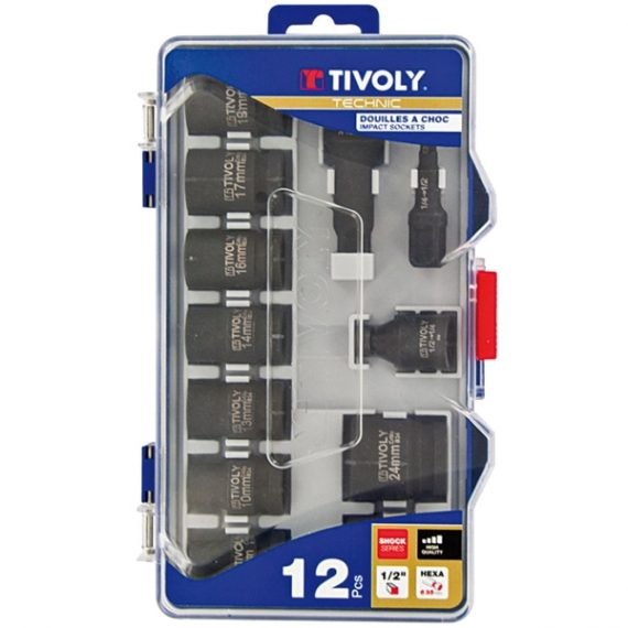 Trusa capete chei tubulare de impact 1/2 - 12 piese 8-24 mm
