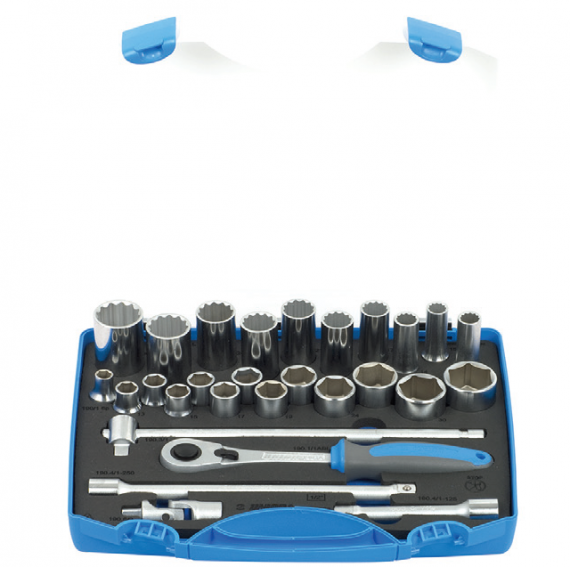 Trusa capete chei tubulare 1/2" in cutie metalica