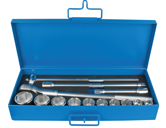 Trusa capete chei tubulare 3/4", în cutie metalică 7/8 -1.7/8 /14 piese