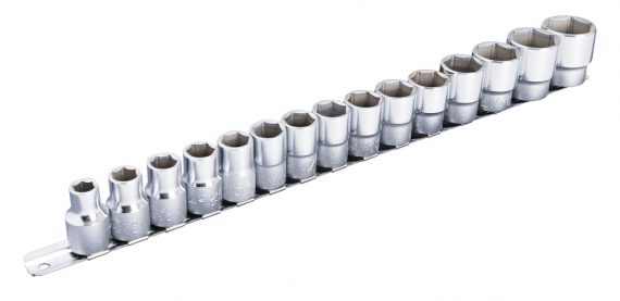 Set de capete chei tubulare 1/2", pe sina 10 - 32 / 15 piese