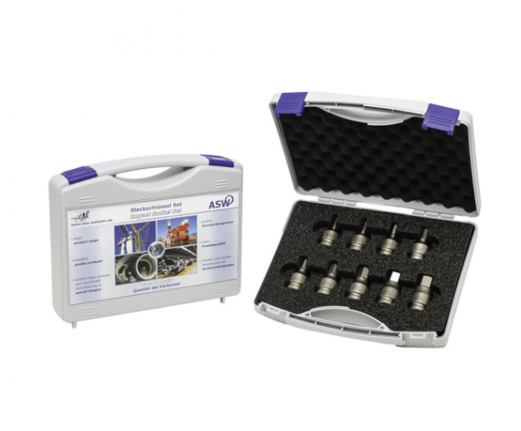 Trusa capete chei tubulare cu profil hexagon exterior de impact 1/2” / 9 piese
