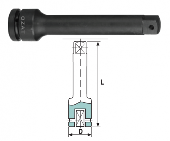Prelungitor de impact 3/8" 3/8", lungime 100 mm