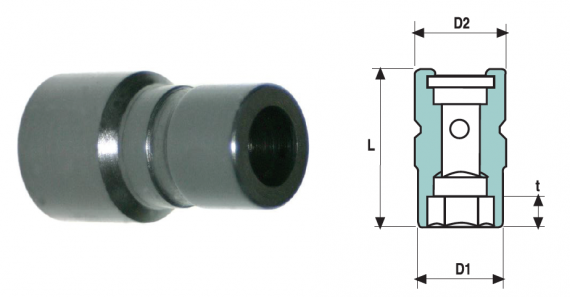 Cap cheie tubulara de impact cu nivel de vibratii scazut "LOV" 3/8", standard, dimensiune 7/16"
