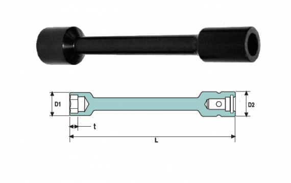Cap cheie tubulara de impact cu nivel de vibratii scazut "LOV" 3/8", 150 mm, dimensiune 9 mm