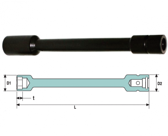 Cap cheie tubulara de impact cu nivel de vibratii scazut "LOV" 3/8", 200 mm, dimensiune 14 mm