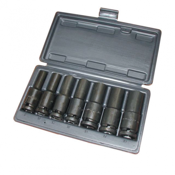 Trusa capete tubulare de impact cu inel de retinere 1/2" 8-19 mm/7 piese