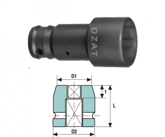 Cap cheie tubulara de impact 3/4" 6 laturi, pentru camioane 13/16"