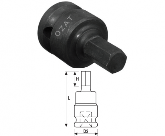 Cap cheie tubulara de impact 3/4" cu profil hexagon exterior, o piesa, standard, dimensiune 9/16"
