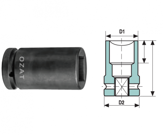 Cap cheie tubulara de impact 3/4" 4 laturi, scurt, dimensiune 24 mm