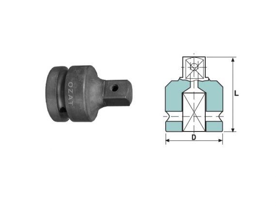 Adaptor de impact mama-tata 3/4", patrat interior 3/4” - patrat exterior 1”