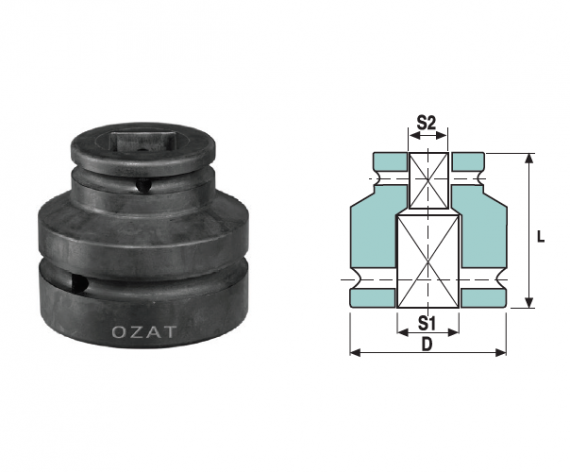 Adaptor de impact mama-mama 3/4", patrat interior 3/4" - patrat exterior 5/8”