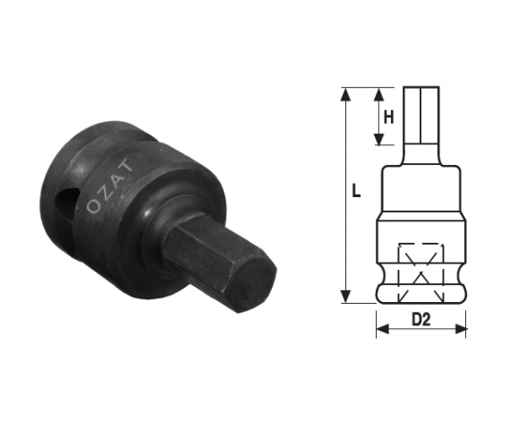 Cap cheie tubulara de impact cu profil hexagon exterior 1", 1 piesa, dimensiune 9/16"