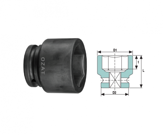 Cap cheie tubulara de impact 1.1/2" 6 laturi, scurt, dimensiune 2.1/2