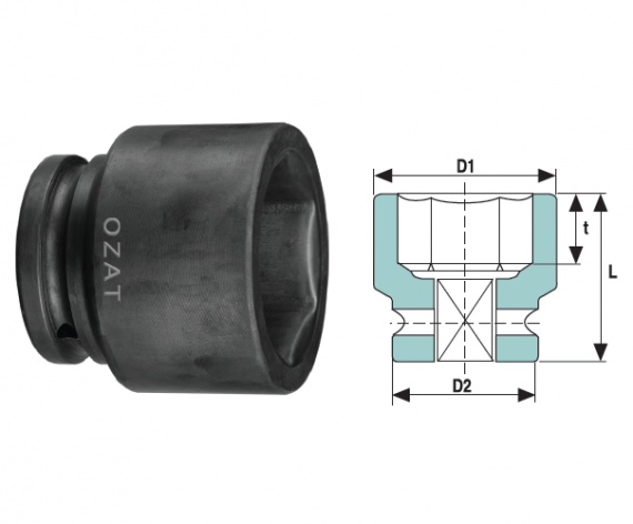 Cap cheie tubulara de impact 3.1/2" 6 laturi, scurt, dimensiune 160 mm
