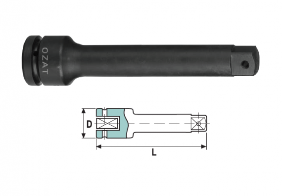 Prelungitor de impact 1" 1", lungime 125 mm