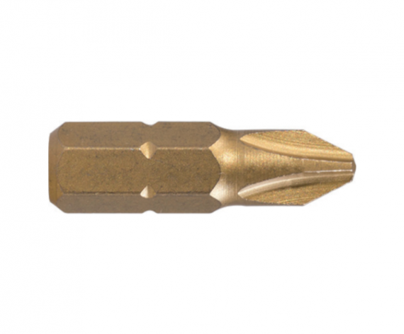 Bit TiN CVD 1/4" DIN/ISO 1173 Forma C 6,3 - profil Phillips PH 2, ambalare - 10