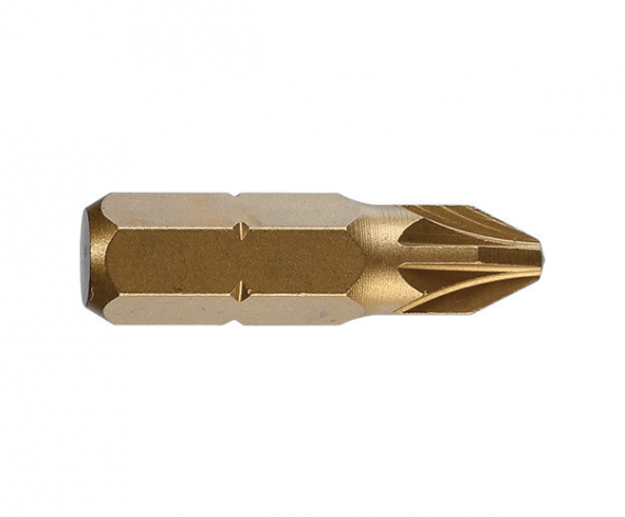 Bit TiN CVD 1/4" DIN/ISO 1173 - Forma C 6,3 - profil Pozidriv PZ 3, ambalare - 10