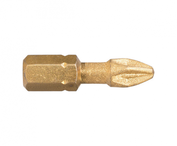 Bit DIAMOND TiN IMPACT 1/4" DIN/ISO 1173 - Forma C 6,3 - profil Pozidriv PZ 1, ambalare - 5