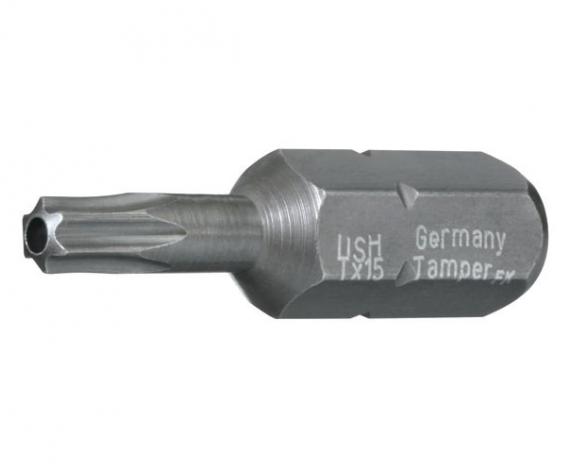 Bit hexagonal 1/4" DIN 3126 - Forma C 6,3- Profil TORX® cu gaura, TT 25