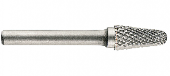 Freza din carbura de tungsten forma L - conica cu cap rotunjit, tais dublu (incrucisat) tip D, dimensiune 8