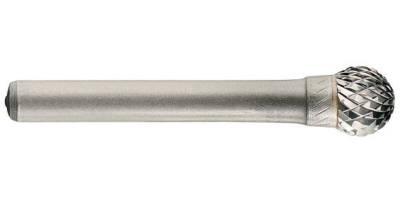 Freza din carbura de tungsten forma D - sferica, cu tais dublu (incrucisat) tip D, dimensiune 4