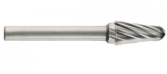 Freza din carbura de tungsten forma L - conica cu cap rotunjit, tais simplu tip A, dimensiune 10