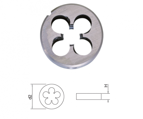 Filiera rotunda pentru filet GAZ ( BSP ), conform DIN 24231, ( forma conf DIN 5158 ), HSS-G, G 1.1/4"