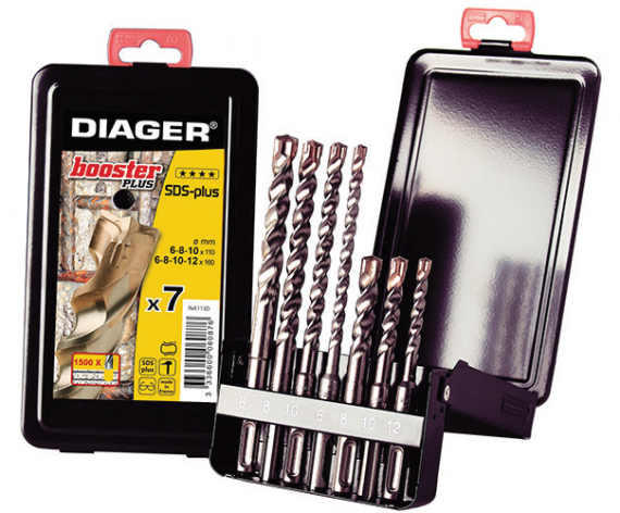 Truse burghie SDS-plus pentru beton cu armatura Booster PLUS 7 piese