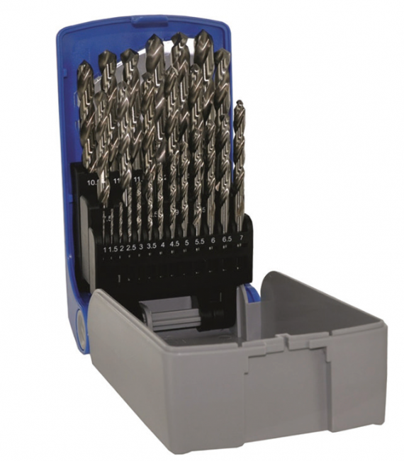 Set burghie DIN 338, rectificate, HSS 1-13 mm x 0,5 mm / 25 piese