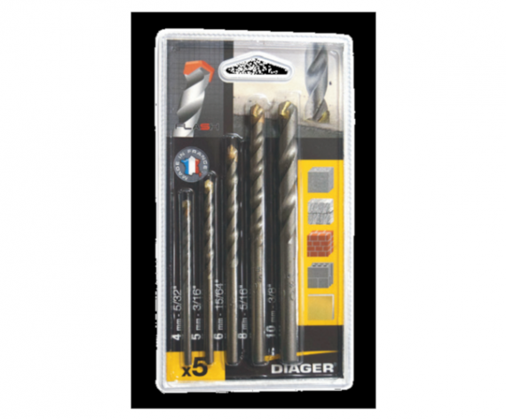 Trusa burghie cu coada cilindrica pentru masini electrice cu acumulatori 5 piese