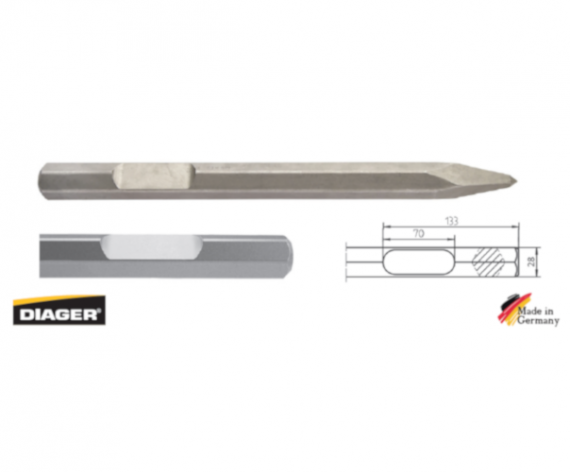 Dalta cu varf ascutit, dimensiune  28x400 mm