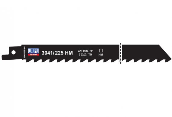 Panza HM/T.C.T. pentru fierastrau sabie pentru materiale de constructii, dimensiune 225 x 19 x 1.3 mm