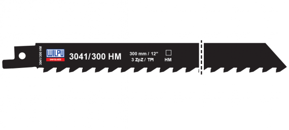 Panza HM/T.C.T. pentru fierastrau sabie pentru materiale de constructii, dimensiune 300 x 19 x 1.3 mm