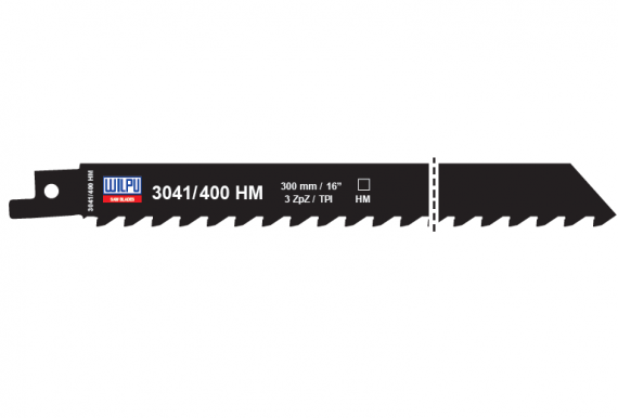 Panza HM/T.C.T. pentru fierastrau sabie pentru materiale de constructii, dimensiune 400 x 19 x 1.3 mm
