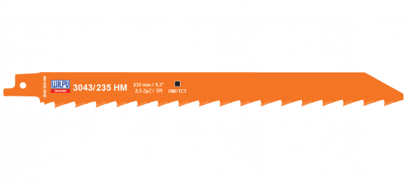 Panza HM/T.C.T. pentru fierastrau sabie pentru materiale de constructii, dimensiune 235 x 20 x 1.2 mm