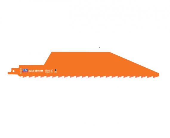 Panza HM/T.C.T. pentru fierastrau sabie pentru materiale de constructii, dimensiune 450 x 50 x 1.2 mm