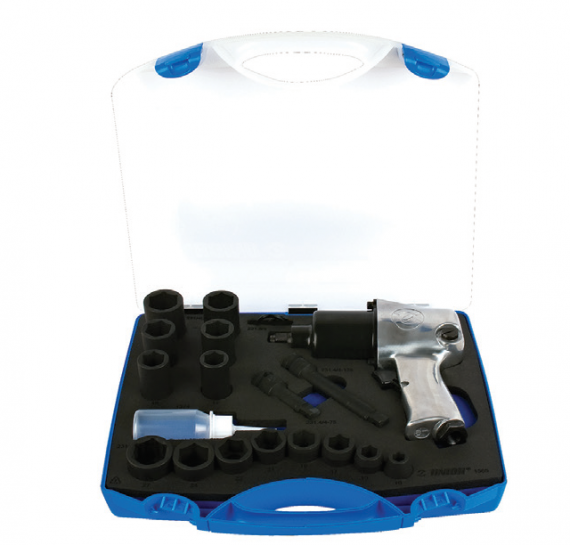Pistol pneumatic si set de capete chei tubulare 1/2" in cutie de plastic / 20 piese
