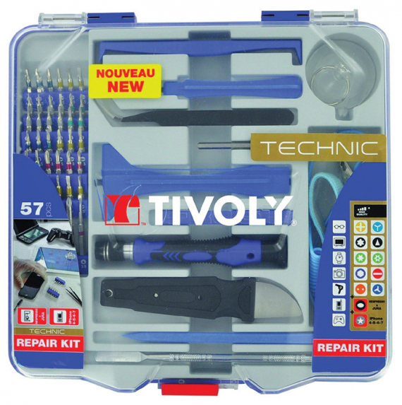 Trusa biti si accesorii pentru intretinere si reparatie Smartphone si tablete, 57 piese