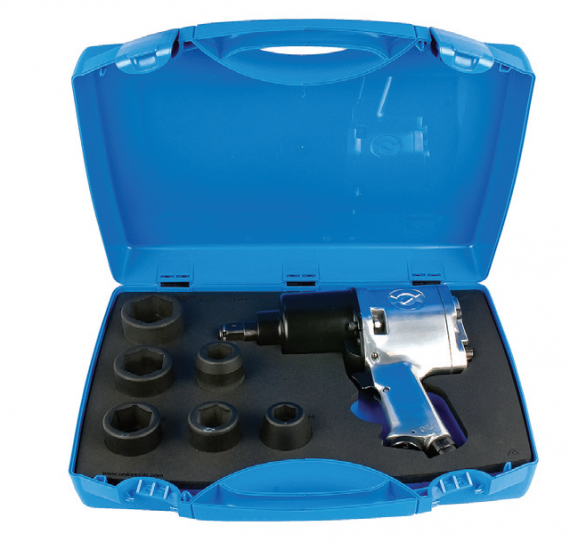 Pistol pneumatic si set de capete chei tubulare 3/4 " in cutie / 7 piese