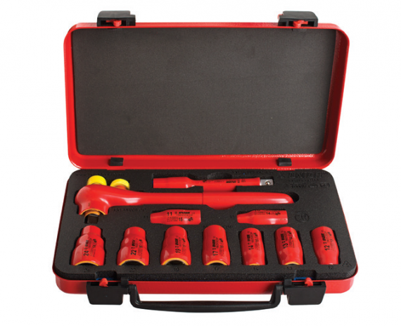 Set de capete chei tubulare izolate la 1000 V in cutie metalica