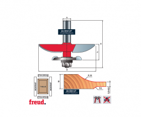 Freza pentru tablii, profil convex, pentru frezare ambele parti, placata CMS Z2, cu coada si rulment copier inferior